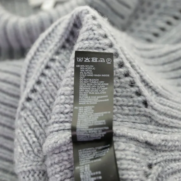 Reiss Myla Oversize Modern Cable Knit Wool Cashmere Gray Jumper Sweater Women XS - Picture 9 of 9